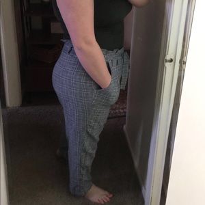 Plaid paper bag pants